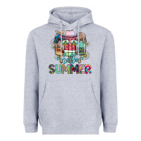 Heather Grey Hello Summer Heavyweight Hoodie - CowhideDigitalArt