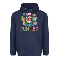 Navy Hello Summer Heavyweight Hoodie - CowhideDigitalArt