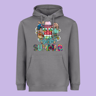 Hello Summer Heavyweight Hoodie Designed By Cowhidedigitalart