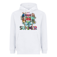 White Hello Summer Heavyweight Hoodie - CowhideDigitalArt