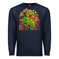 Navy Merry Rexmas Premium Sweatshirt - CowhideDigitalArt