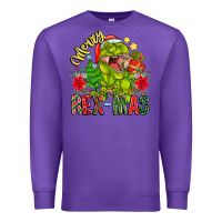Purple Merry Rexmas Premium Sweatshirt - CowhideDigitalArt
