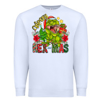 White Merry Rexmas Premium Sweatshirt - CowhideDigitalArt