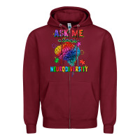 Burgundy ask me about neurodiversity Zipper Hoodie - FaDigitalArtStudio