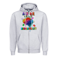 Heather Grey ask me about neurodiversity Zipper Hoodie - FaDigitalArtStudio