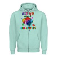 Seafoam ask me about neurodiversity Zipper Hoodie - FaDigitalArtStudio