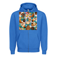 True Royal bakery coffee cups cookie and donut with turquoise glitter seamless pa Zipper Hoodie - BundleAndBundleShop