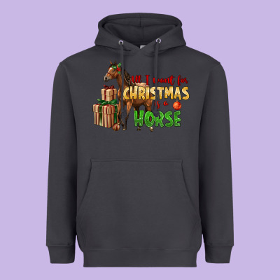 All I Want For Christmas Is A Horse Heavyweight Hoodie Designed By Lillyallendesigns