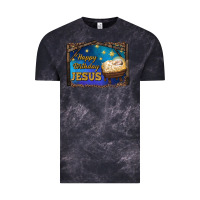 Cloud Black happy birthday jesus Vintage Tee - RanaPortraitStore