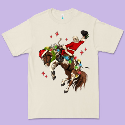 Christmas Cowboy Santa Premium Tee Designed By Maliassmallbusiness