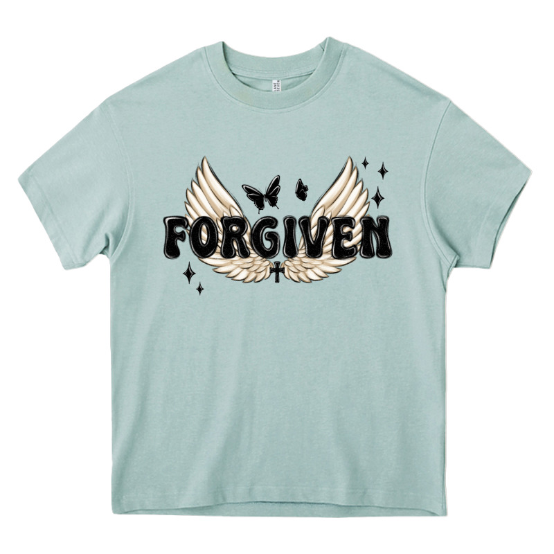 Forgiven Christian Angel Wings Heavy Core Tee by MaliasSmallBusiness | Teevron