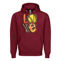 Burgundy love softball Zipper Hoodie - FaDigitalArtStudio