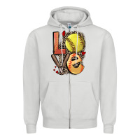 Dove Grey love softball Zipper Hoodie - FaDigitalArtStudio