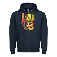 Navy love softball Zipper Hoodie - FaDigitalArtStudio