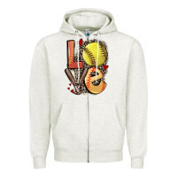 Oatmeal Heather love softball Zipper Hoodie - FaDigitalArtStudio