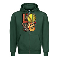 Sports Green love softball Zipper Hoodie - FaDigitalArtStudio
