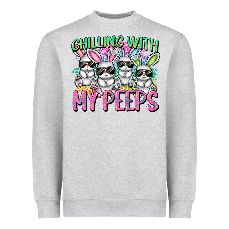 Chilling With My Peeps Easter Bunnies Heavyweight Sweatshirt by CowGirlArtShop | Teevron