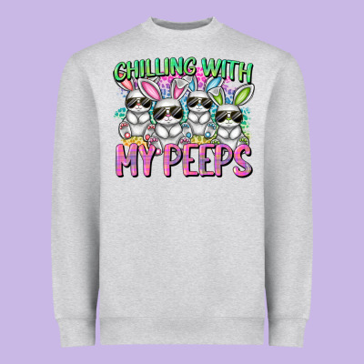 Chilling With My Peeps Easter Bunnies Heavyweight Sweatshirt Designed By Cowgirlartshop
