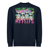 Navy Chilling with my peeps Easter bunnies Heavyweight Sweatshirt - CowGirlArtShop