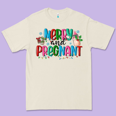 Merry And Pregnant Premium Tee Designed By Maliassmallbusiness