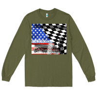 Army Green racing checkered flag tumbler tbs Long Sleeve Tee - TumblerDesignByShophia