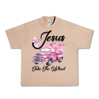 Burro Leopard Floral Pink Car Jesus Take The Wheel Urban Heavy Tee - Bettercallsaul