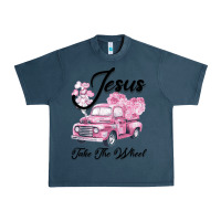 Midnight Navy Leopard Floral Pink Car Jesus Take The Wheel Urban Heavy Tee - Bettercallsaul