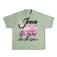 Oil Green Leopard Floral Pink Car Jesus Take The Wheel Urban Heavy Tee - Bettercallsaul