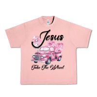 Salmon Leopard Floral Pink Car Jesus Take The Wheel Urban Heavy Tee - Bettercallsaul
