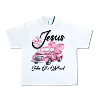 Leopard Floral Pink Car Jesus Take The Wheel Urban Heavy Tee | Teevron