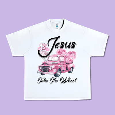 Leopard Floral Pink Car Jesus Take The Wheel Urban Heavy Tee Designed By Bettercallsaul