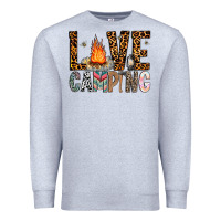 Heather Grey Love Camping Premium Sweatshirt - CowhideDigitalArt