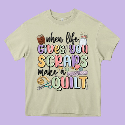 When Life Gives You Scraps Make A Quilt Heavy Core Tee Designed By Maliassmallbusiness