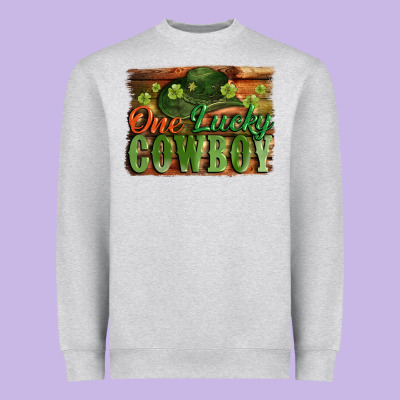 One Lucky Cowboy St. Patrick's Day Heavyweight Sweatshirt Designed By Cowgirlartshop