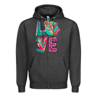Charcoal Heather love with nail elements bbs Zipper Hoodie - BundleAndBundleShop
