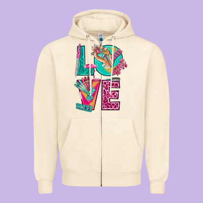 Love With Nail Elements Bbs Zipper Hoodie Designed By Bundleandbundleshop