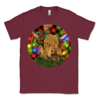 Burgundy Brown Cow Christmas Classic Tee - RanaPortraitStore