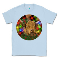 Dusty Blue Brown Cow Christmas Classic Tee - RanaPortraitStore