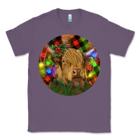 Lavender Brown Cow Christmas Classic Tee - RanaPortraitStore