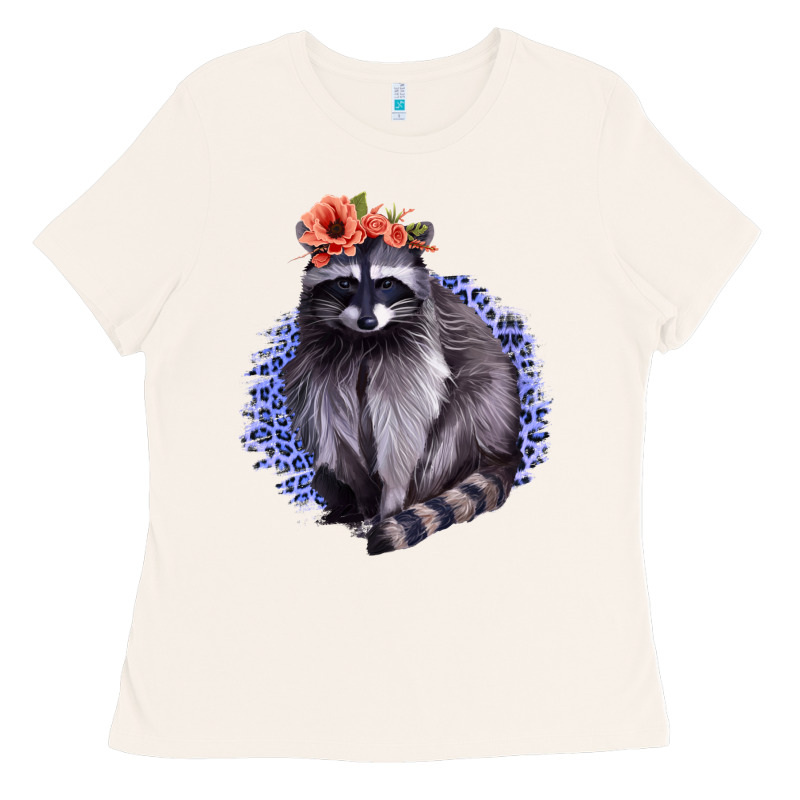 Classy But A Little Thrashy Racoon With Flowers Ladies Tee by Jasminsmagicworld | Teevron