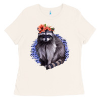 Bone Classy But A Little Thrashy Racoon With Flowers Ladies Tee - Jasminsmagicworld