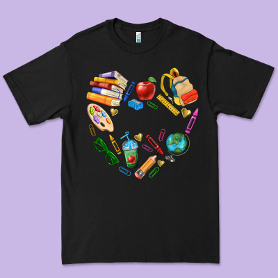 Teacher Heart Custom Premium Tee Designed By Nancycooperartshop