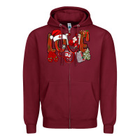 Burgundy christmas love nurse bbs Zipper Hoodie - BundleAndBundleShop