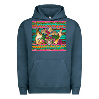 Pigment Midnight Navy mexican tequila skull roses cactus sombrero Urban Hoodie - Artiststas