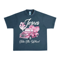 Leopard Floral Pink Car Jesus Take The Wheel Urban Heavy Tee | Teevron
