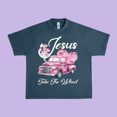 Leopard Floral Pink Car Jesus Take The Wheel Urban Heavy Tee Designed By Bettercallsaul