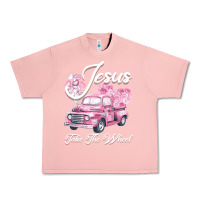 Salmon Leopard Floral Pink Car Jesus Take The Wheel Urban Heavy Tee - Bettercallsaul