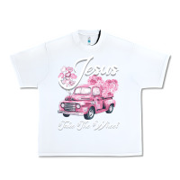 White Leopard Floral Pink Car Jesus Take The Wheel Urban Heavy Tee - Bettercallsaul