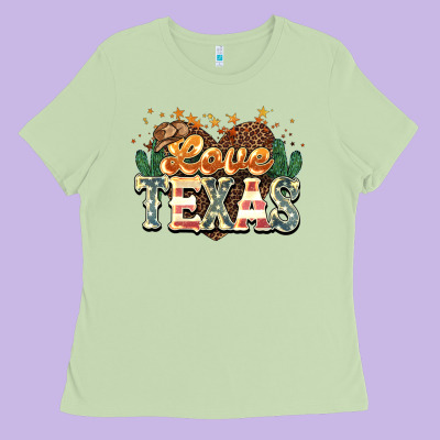 Love Texas Ladies Tee Designed By Nancycooperartshop
