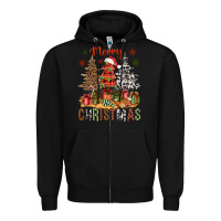 Black merry christmas with western trees bbs Zipper Hoodie - BundleAndBundleShop